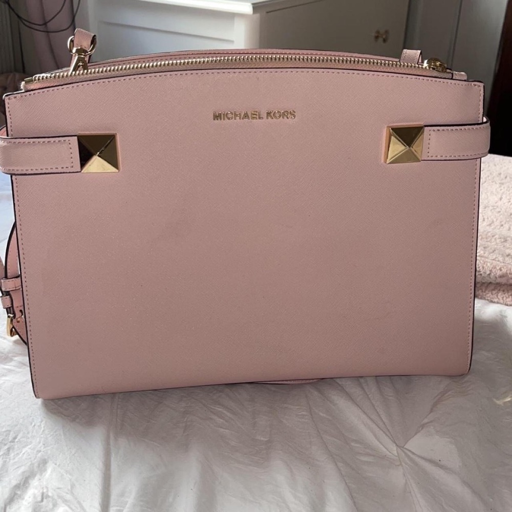 Blush pink Michael kors saffiano leather Karla satchel